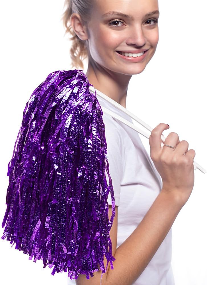 Anderson's Metallic Foil Textured School Spirit Shakers, Cheerleader Pom Poms, Football, Basketball, Homecoming Squad, Team, Party, Dance, Club, Performance, Fan Celebration Pack of 10 - Image 2
